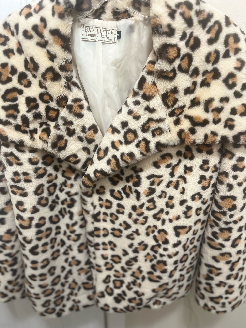Leopard Print Teddy Jacket - Cream/Tan/Black